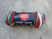 Red Heart Super Saver Jumbo Yarn Christmas Red Green White Mistletoe 10oz 482 Yd