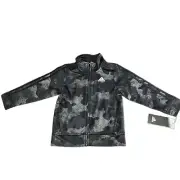 Adidas Zip Front Print Tricot Jacket Set Gray Black Energy Jogger 24 Months NWT
