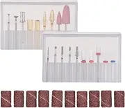 Labymos Assorted Nail Drill Bits Set Pedi & Mani Drill Bits Kit Replacement Drill Bits with 10 Sanding Paper Rings for Electric Nail Drill Machine Pen