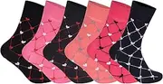 ShopMCR 6 Pairs Women’s Diabetic Socks – Non-Elastic Cotton Soft Top Socks for Swollen Feet, Edema, Pregnancy, Sensitive Feet – UK Size 4-8