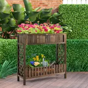 Costway2 Pieces 2 Tier Wooden Raised Garden Bed Elevated Planter Bed