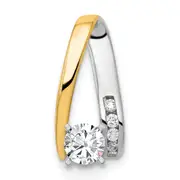 14k Two-tone Two Tone 5/8 Ct. Lab Grown Diamond VS/SI+ G+ Round Chain Slide Pendant
