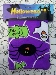 Vintage Spooky Hollow Halloween Frankenstein Ghost Spider 21x32 Pillowcase Bag