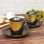 Coffee cup and saucer pair set Kutani ware gold leaf stylish ceramic brand table