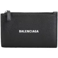 在飛比找Yahoo奇摩購物中心優惠-BALENCIAGA 字母印花牛皮卡片夾/零錢包(黑色)