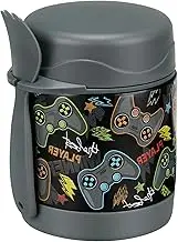 10oz Soup Thermo for Hot Food Kids,Lunch Thermo Kids Food Jar with Spoon Hot Insulated Food Containers,Leak Proof Stainless Steel Wide Mouth Lunch Food Thermo Jar for School(Black-Game Console)