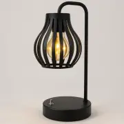 Black Metal Tulip Style LED Lantern Table Lamp Modern Battery Operated Light 15x