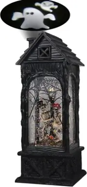 Halloween Snow Globe Projection Lantern with 6 Hour Timer, 3 AA Batteries Operat