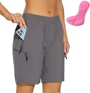 [Cycorld] Women's-Bike-Cycling-Shorts-Mountain-Bike-Shorts Padded with Pockets, Sewing Padded Liner, Cycling Biking Shorts
