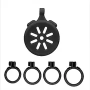 Chastity Cage Plastic Inverted Chastity Devices for Man Penis Exercise Sissy Flat Chastity Lock with 4 Sizes Rings SM Sex Toys with Invisible Lock to Prevent Erection Bondage for Male