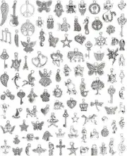 Wholesale Bulk Lots Jewelry Making Silver Charms Mixed Smooth Tibetan Silver