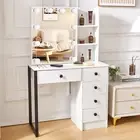 White Dressing Table with LED Lights Mirror Vanity Make up Desk Set Modern NEW