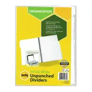 Marbig Indices & Divider 10 Tab Manil A4 Unpunched