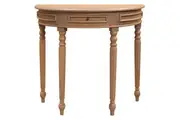 CT Nueva Solid Mindi Timber Turn Legs Half Round Sofa Table