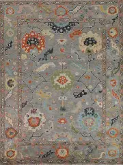 Exquisite Oushak Indian Wool Rug Bedroom 8x10 ft Grey Carpet