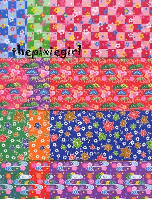 JAPANESE ORIGAMI PAPER SHIBORI CHIYOGAMI BEAUTIFUL HANA FLORAL PRINT TEXTURED