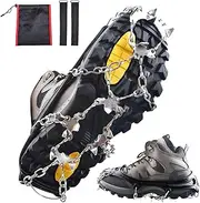 Azarxis Crampons Ice Traction Cleats Snow Grips for Boots Shoes with Anti Slip 24 Stainless Steel Spikes for Walking Climbing Hiking for Men Women Kids