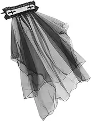 [SAFIGLE] Halloween Veil Wedding Dress Pet Decoration White White Veil Mourning Veil Birthday Party Wedding Veil Mesh Veil Funeral Veil Short Veil Long Veil Costume Veil Black Cloth