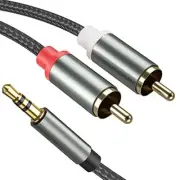 6.6Ft 3.5mm to 2 RCA Male Cable Adapter AUX Audio Y Splitter RCA Auxiliary Cord