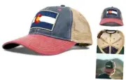 Denim Flag Patch Colorado Trucker Hats for Men & Women - Double Snapback,