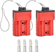 KUGONTC 50A Anderson Style Plug,Battery Quick Connect/Disconnect, 2Pcs 6 AWG Wire 12-36V Quick Connect Jumper Cables Recovery Kit for Car ATV Lifts Motors Trailer Towing Winch, Red