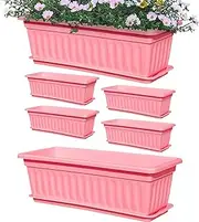 Window Box Planter - Railing Planter Box,6X Weather Resistant Container Built-in Drainage Holes for Gardening Kitchen Balcony Outside Backyard