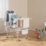 Costway Folding Clothes Drying Rack with Height-Adjustable Wings