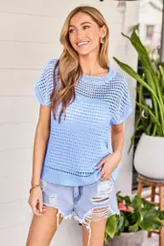 Cupshe Cool Breeze Blue Knit Top - Blue,S
