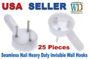 White Plastic Invisible Wall Mount Photo Picture 25pcs Hook Hanger Seamless Nail
