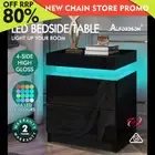 ALFORDSON Bedside Table RGB LED Nightstand 2 Drawers 4 Side High Gloss Black