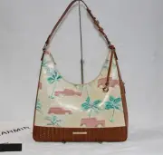 BRAHMIN Tabitha Shoulder Bag Copa Cabana Cars Palm Trees Leather Tote Bag Purse