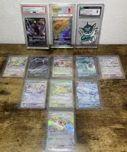 Pokemon TCG Eeveelution 12 Card Lot! 3 Slabs + 2 Promos + 7 Eeveelution Hits!