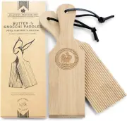 Gnocchi Board & Wooden Butter Paddle Set, 2 Makers, 24cm for Homemade Pasta
