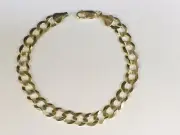 10k Solid Yellow Gold Mens Cuban Curb Link Chain Bracelet 8.5" 7mm 9 grams