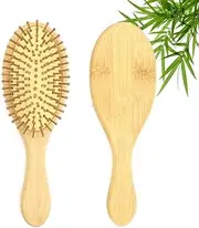 Bamboo Hair Brush for Hair Growth, Natural Bamboo Bristles Detangling Wooden Paddle Hairbrush for Massaging Scalp, for Women Men and Kids, for Dry,Curly,Thick,Thin and Straight Hair