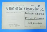 1899 Defender Cigar Co, North Georgetown Ohio 5c Cigars Coupon Book COMPLETE