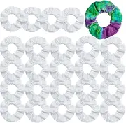 25 Pack White Scrunchies for Tie Dye Kit Party Supplies, White Cotton Hair Elastic Ponytail Holder Hair Scrunchies for Women