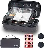 WUXIDIXI Carrying Case Compatible with Nintendo Switch 2, Hard Portable Travel Storage Bag for Switch 2 with Game Card Holders, 2 Screen Protector and 2 Thumb Grip Caps