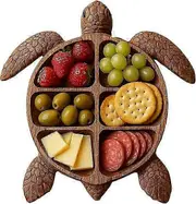 Sea Turtle Charcuterie Platter, Ocean Themed Cheese Bread Board, Novelty Serving Tray Board for Cheese Meats Fruit, Animal Design Wood Serving Tray...