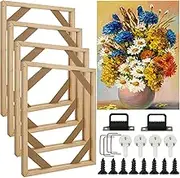 SHUESS 4 Pack Wood Canvas Stretcher Bars Kit, 12 x 16 Inch Wooden Canvas Frame for Prints, Easy to Assemble, Gallery Wrap Oil Frame Kits for Oil Paintings, Prints, Paint by Numbers & Poster