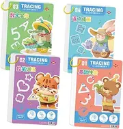 Perfk 4X Pen Control Tracing Workbook Practice Copybook Wipe Clean Developmental Toy Handwriting Workbook for Preschools 2-6 Gifts