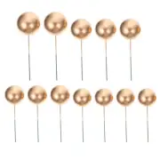 12 Pcs Cake Insert Toppers Edible Gold Balls Decorating Add- Cupcake Picks