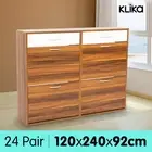 24 Pairs Shoe Cabinet Rack Storage Cupboard Organiser Shelf Walnut Drawers Chest