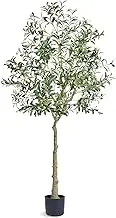 VEVOR Artificial Olive Tree, 6FT/181cm Tall, Secure PE Material & Anti-Tip Tilt Protection Low-Maintenance Plant, Lifelike Green Fake Potted Tree for Home Office Warehouse Decor Indoor Outdoor