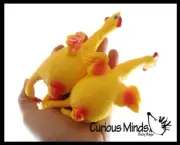 2 Large 7" Egg Laying Stretchy Rubber Chicken That Lays An Egg - Squeeze Stretch