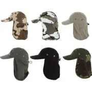 Mens Outdoor Fishing Hiking Army Military Snap Brim Neck Cover Sun Flap Hat SJP