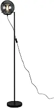 Lexi Lighting Sphera Floor Lamp, Smoky Glass Globe Shade, Overall Height 147cm, Sturdy Black Metal Fixture Base, Elegant Standing Lamp for Home, Living Room, Bedroom, Entertainment Room, Office