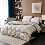 Luxury Down Comforters Fluffy Feather Duvet Insert Lightweight Warmth Bed Down Comforter, 1000+ Fill Power, Ultra-Soft Jacquard 120 Thread Count Cotton,3D Baffle Box,Gray,220x240CM/87 x94