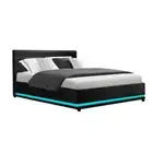 Artiss Lumi LED Bed Frame PU Leather Gas Lift Storage King Queen Double Single
