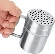 Stainless Steel Dredge Shaker with Handle, Kitchen Seasonings Container Spice Shakers with Holes Powdered Sugar Shaker for Salt, Pepper, Spice, Sugar, Flour